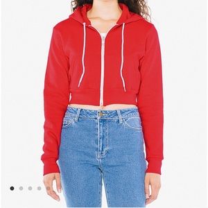 Red American Apparel flex fleece cropped hoodie